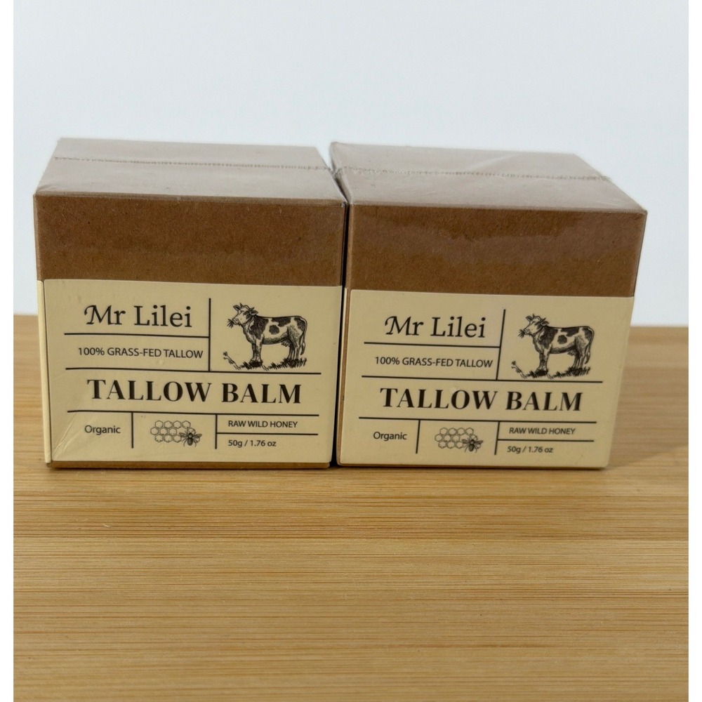 Mr Lilei Tallow Balm 2pk 1.76oz Cream NEW Grass-Fed Honey Organic Skin Care